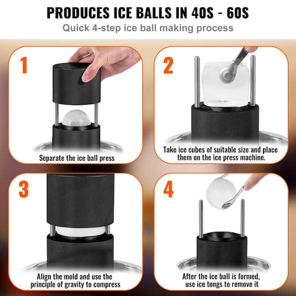 VEVOR Ice Ball Maker, Black 2.36 in. Ice Sphere with Storage Bag