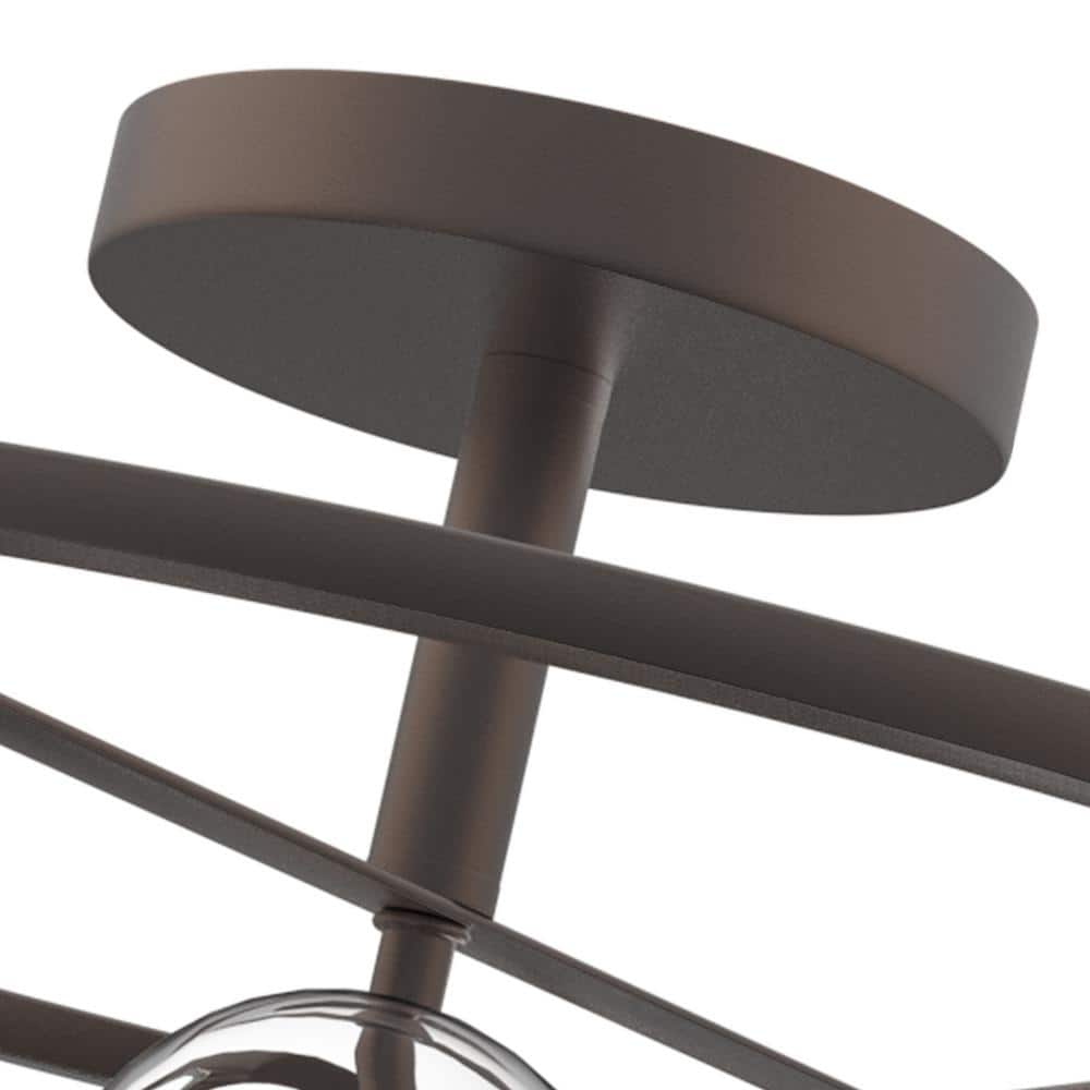 Defong 17'' Oil Rubbed Bronze 4-Light Caged Drum Semi Flush Mount