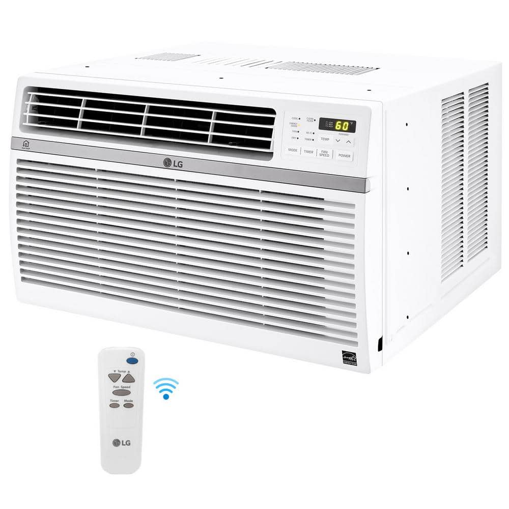 Lg Electronics 8 000 Btu Window Smart Wi Fi Air Conditioner With Remote Energy Star In White Lw8017ersm The Home Depot