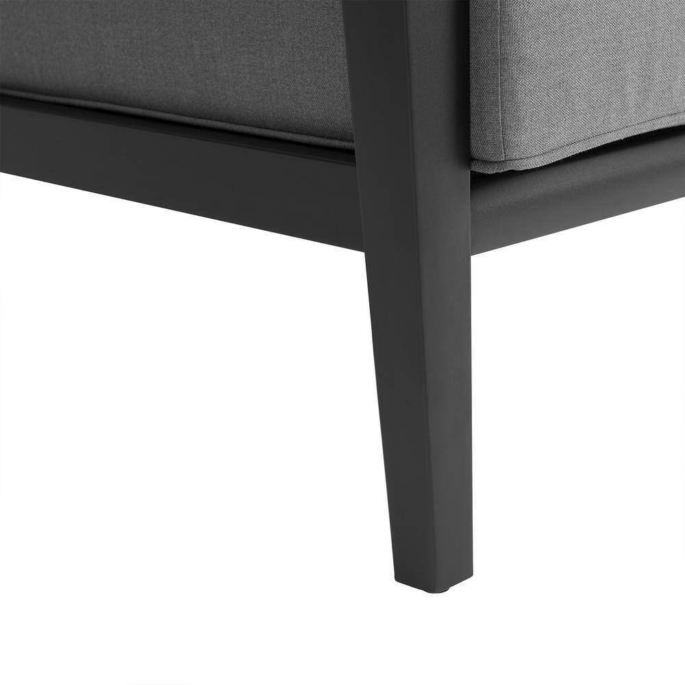Cayman Black Aluminum Outdoor Lounge Chair with Dark Gray Cushions