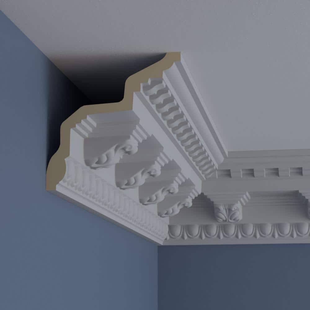 Primed Geometric Urethane Crown Moulding Sample, 12" Length