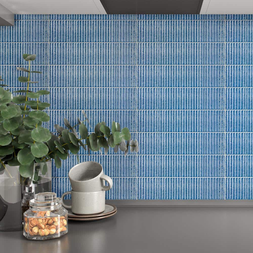 Blue Glossy Ceramic Subway Wall Tile 3" x 12"