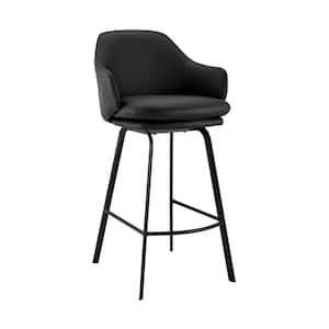 Brigden 26 in. Counter Height Black/Black High Back Stool with Faux Leather