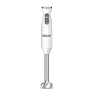 Smart Stick 2-Speed White Immersion Blender with 300W Motor and Improved Blade Guards