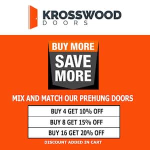 Krosswood Craftsman Rustic Knotty Alder 3-Panel Shaker Solid Core Prehung Interior Door