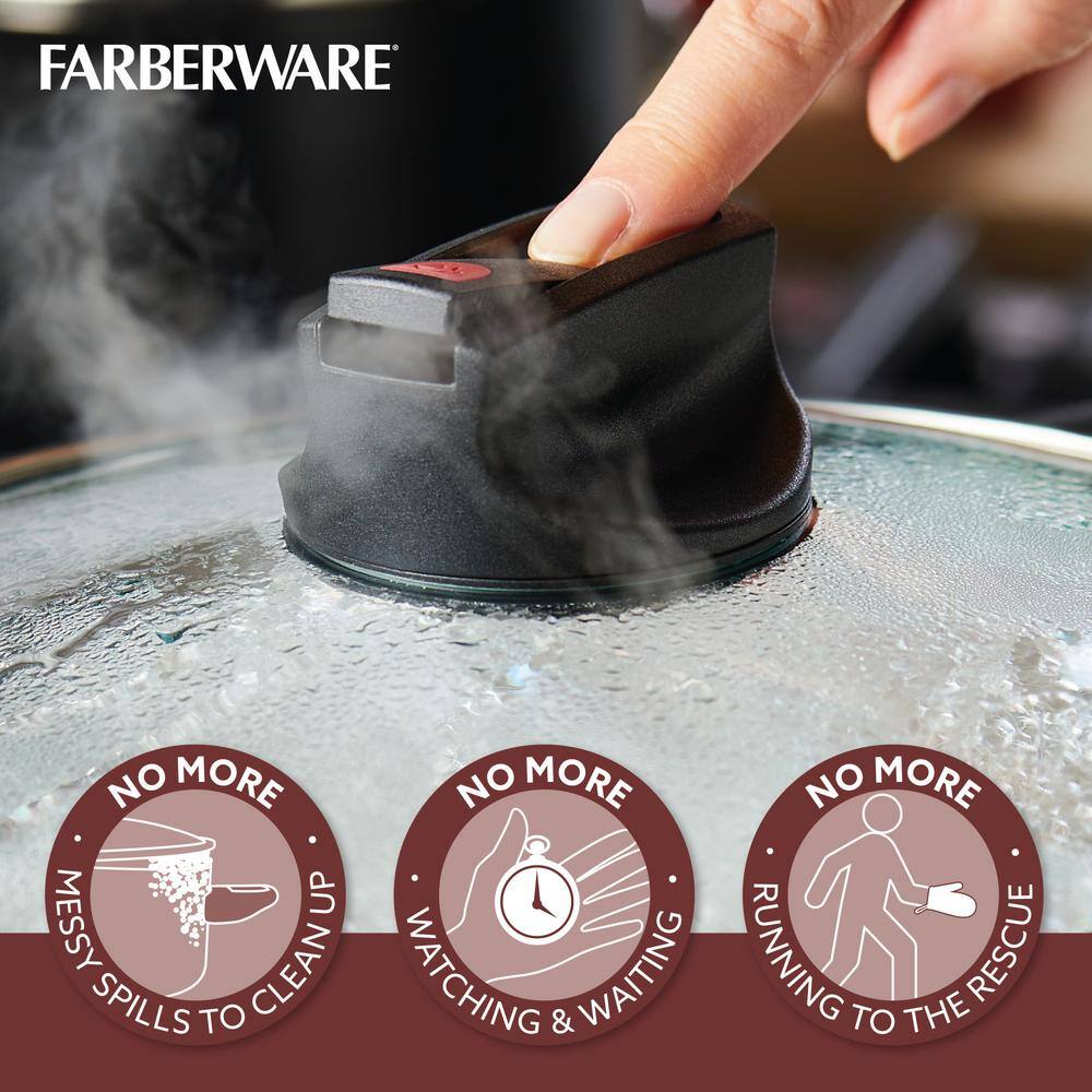 Farberware 6 Quart Black Aluminum Nonstick Stockpot with Glass Lid