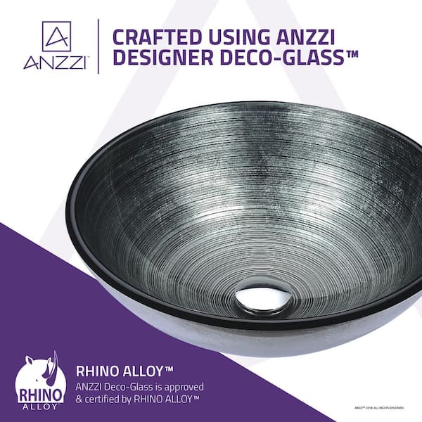 Posh Series Deco-Glass Vessel Sink in Brushed Silver Posh Series Deco-Glass Vessel Sink in Brushed Silver