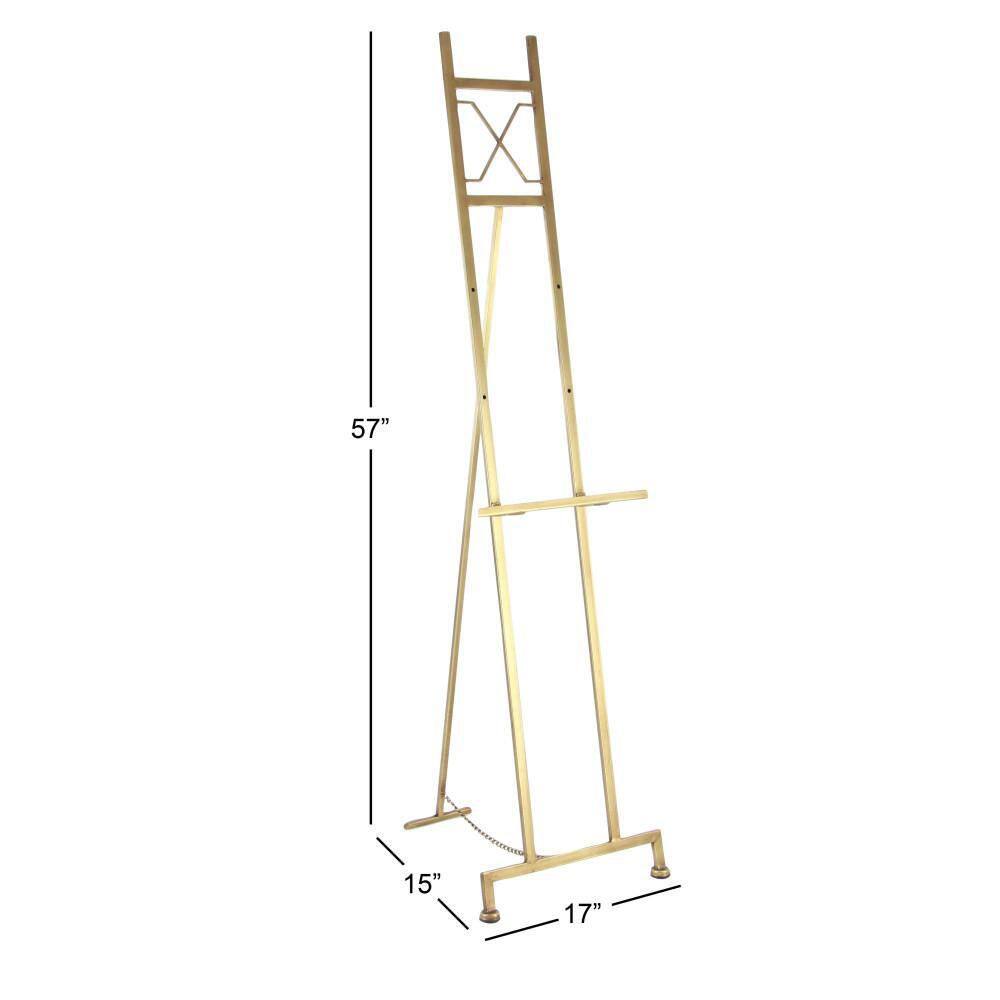 Gold Adjustable Metal Floor Easel with Chain Support