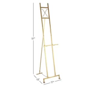 57 in. Gold Metal Large Free Standing Adjustable Display Stand 3 Tier Easel with Chain Support