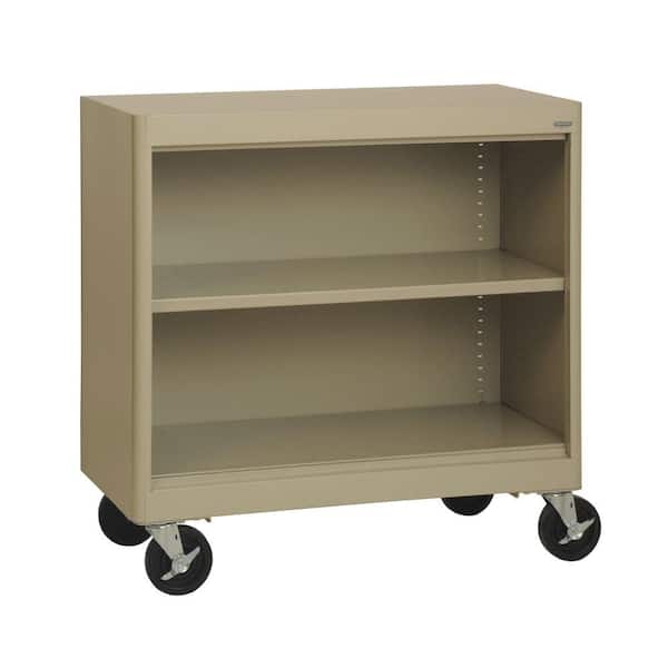 Sandusky 36 in. Tropic Sand Metal 2-shelf Cart Bookcase with Adjustable Shelves