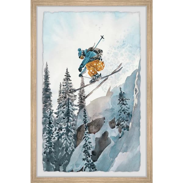 Unbranded "Vertical Ski Drop" by Marmont Hill Framed Nature Art Print 45 in. x 30 in.