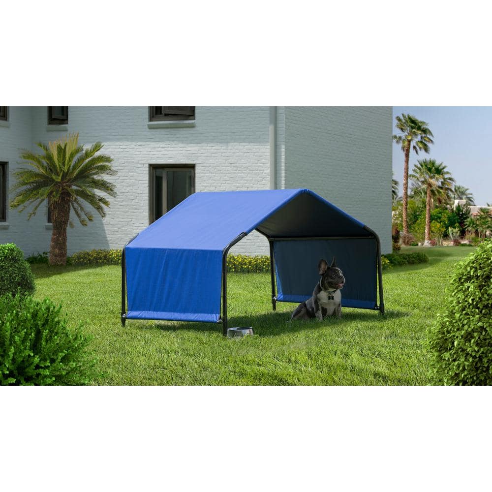 Blue Galvanized Steel Outdoor Pet Shelter Canopy Tent