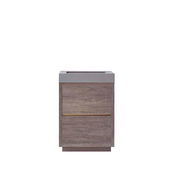 ROSWELL Palencia 24 in. W x 20 in. D x 23.6 in. H Bath Vanity in North Carolina Oak with Gray Composite Integral Top