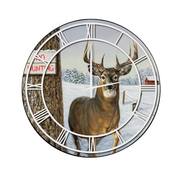 Unbranded "No Hunting" Full Coverage Art and White Numbers Imaged Wall Clock
