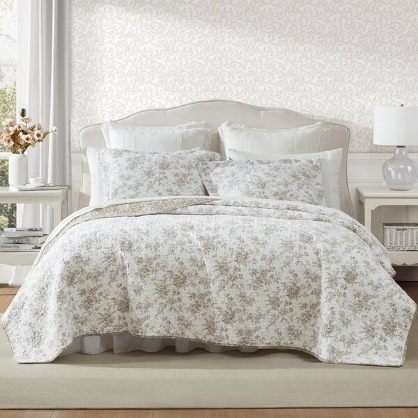 Laura Ashley Bramble Floral 3-Pcs Beige Cotton Full/Queen