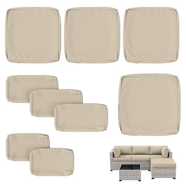 9-Piece 25.6 in. Outdoor Patio Replacement Slip Covers for 4-Seater Furniture Cushion Cream (Covers Only)