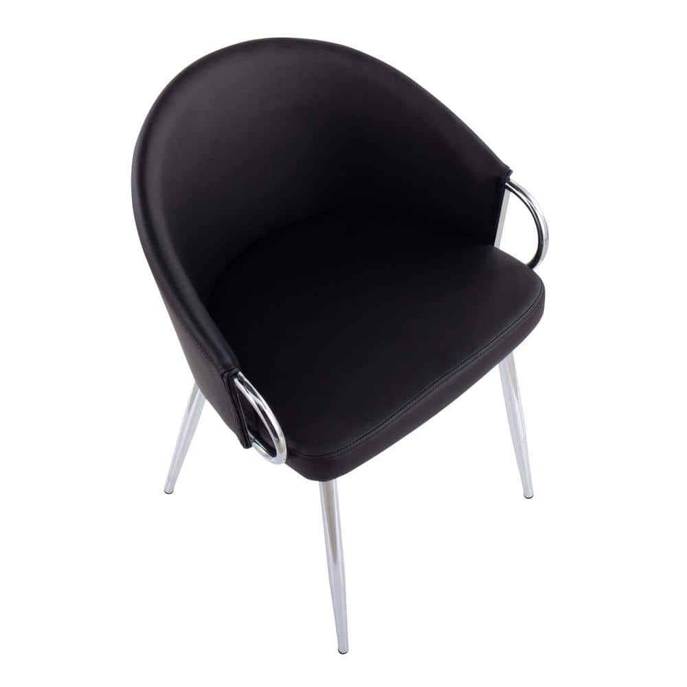 Black Faux Leather Upholstered Side Chair with Metal Frame