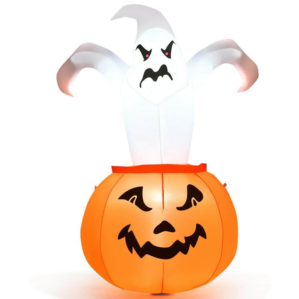 Costway 6 ft. Halloween Blowup Inflatable Ghost in Pumpkin with LED