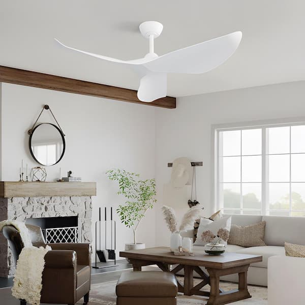 38 in. Indoor/Outdoor Modern White Ceiling Fan without Light and 6 Speed Remote Control