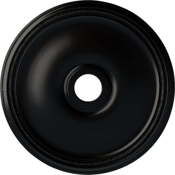 Ekena Millwork 24" x 3-5/8" ID x 1-3/4" Theia Urethane Ceiling (Fits Canopies upto 6-3/4"), Hand-Painted Jet Black