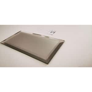Frosted Elegance Frosted Gray Beveled Subway 3 in. x 6 in. Matte Glass Wall Tile (14 sq.ft./Case)