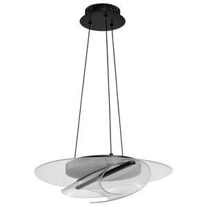 Geneva 24-Watt 1-Light Matte Black Integrated LED Pendant Light with Silk Screened Acrylic Shade