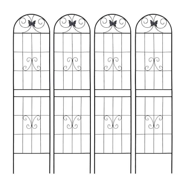 4-Pack 86.7 in. x 19.7 in. Rustproof Metal Garden Trellis for Climbing Plants and Outdoor Flower Support, Black