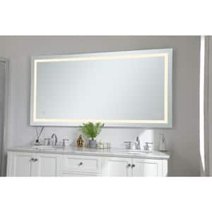 Timeless 36 in. W x 72 in. H Framed Rectangular LED Light Bathroom Vanity Mirror in Silver