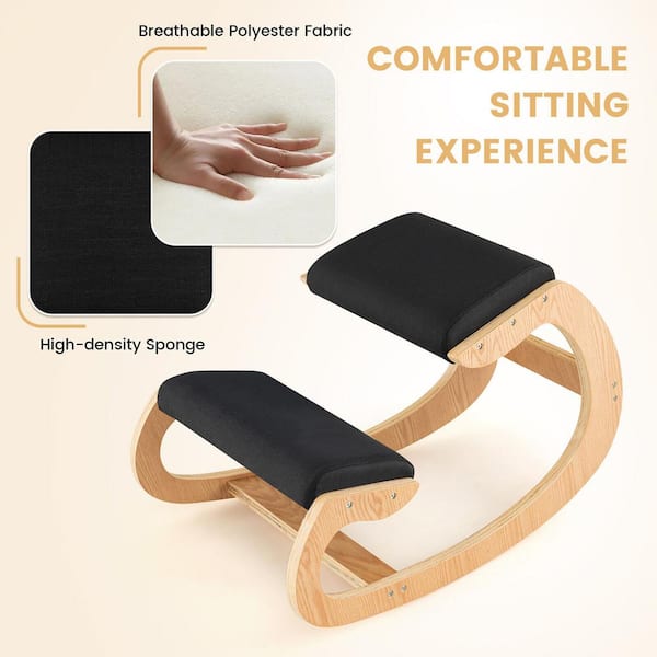 Gymax Ergonomic Kneeling Chair Wood Rocking Posture Stool Gymax Ergonomic Kneeling Chair Wood Rocking Posture Stool