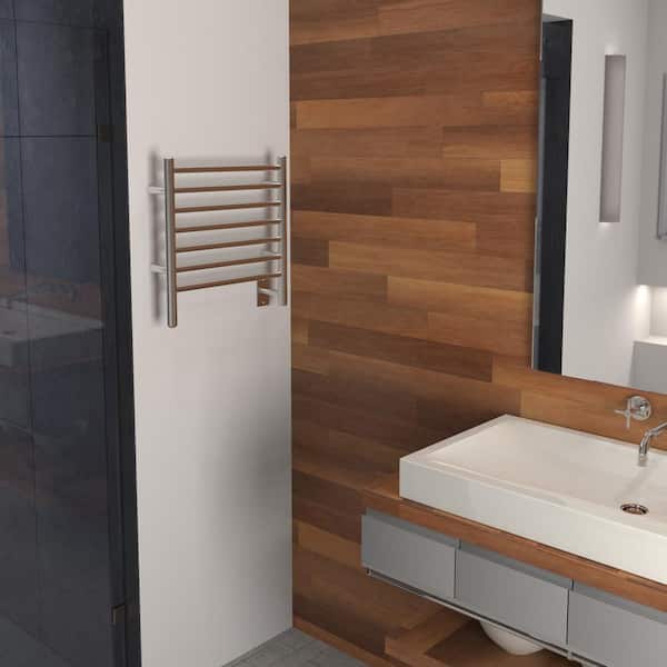 Radiant Small 7-Bar Combo Plug-in and Hardwired Electric Towel Warmer in Brushed Stainless Steel