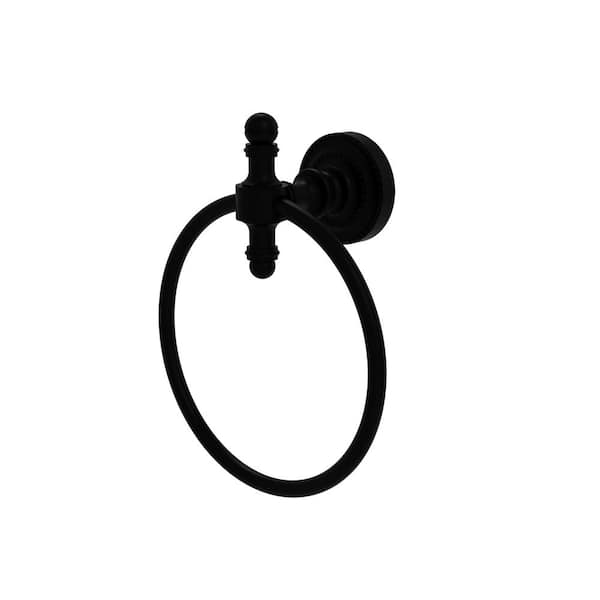 Allied Brass Retro Dot Towel Ring in Matte Black