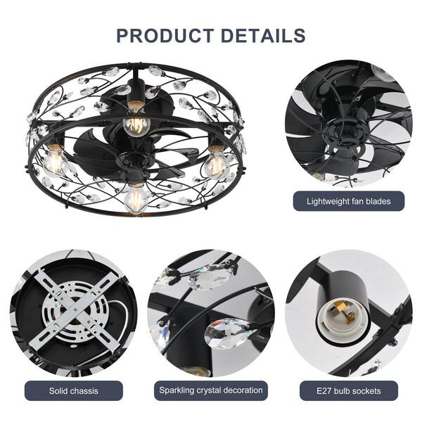 Genoci 20.07 in. Indoor Black Farmhouse Flush Mount Standard