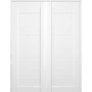Ermi 36 in. x 80 in.Both Active Bianco Noble Finished Wood Composite Double Prehung Interior Door
