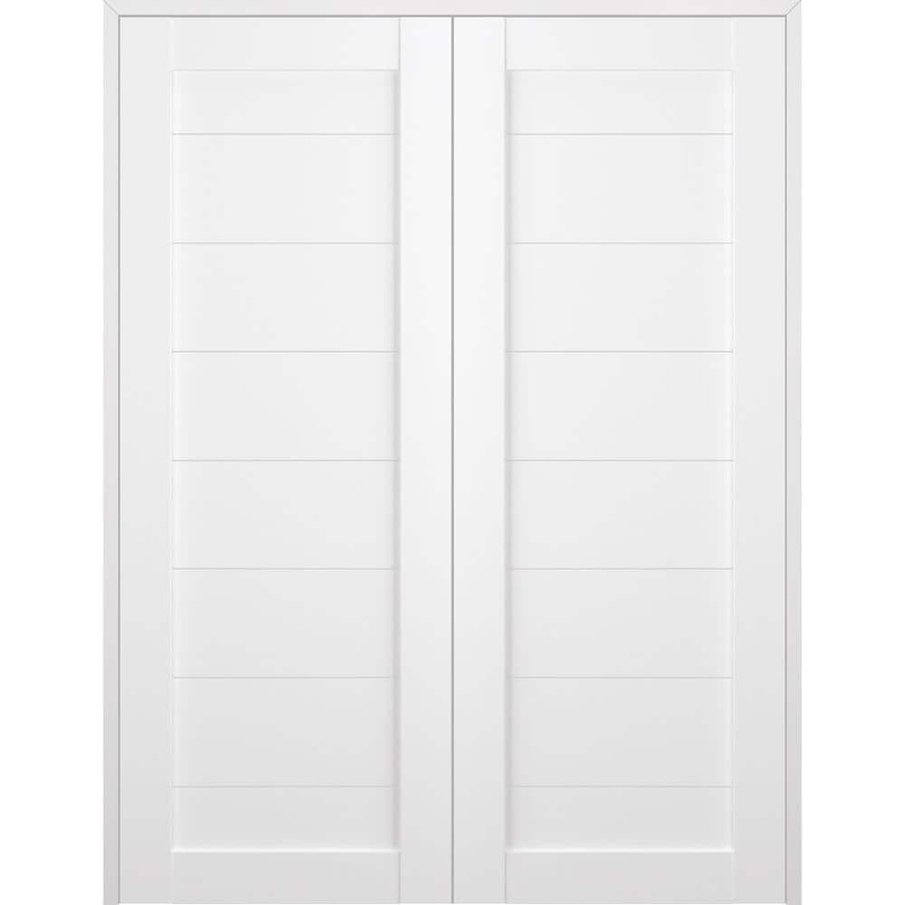 Belldinni Ermi 64 in. x 80 in.Both Active Bianco Noble Finished Wood Composite Double Prehung