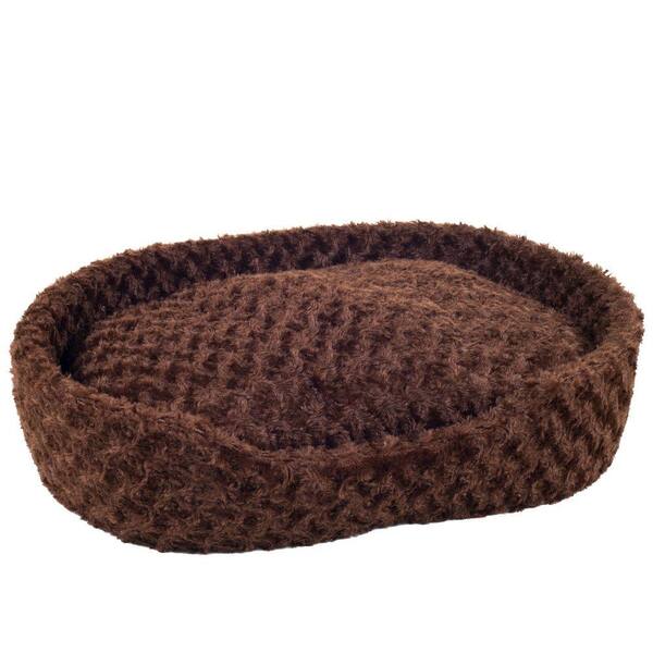 PAW Small Brown Cuddle Round Plush Pet Bed