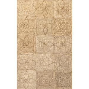 Brigetta Geometric Floral Jute Natural 8 ft. x 10 ft. Casual Area Rug