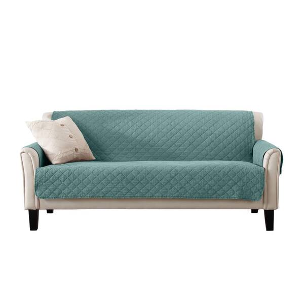 Great Bay Home Laurina Collection Aqua Stonewashed Reversible Sofa Furniture Protector