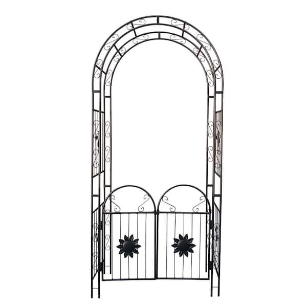 Tenleaf 45.24 in. x 98.4 in. Black Metal Garden Arch Arbor Trellis with Wedding Arch Party Events Archway