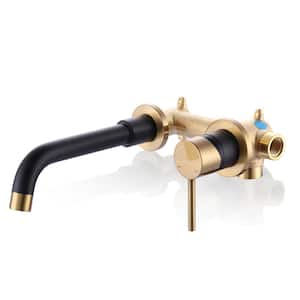 Single Handle Wall Mounted Bathroom Faucet in Black and Gold