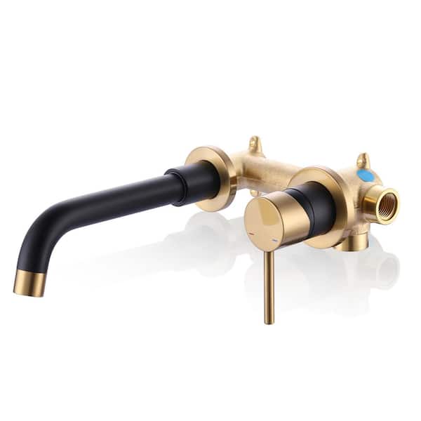 ARCORA Single Handle Wall Mounted Bathroom Faucet in Black and Gold