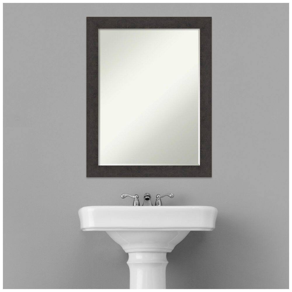 Espresso Woodgrain Rectangular Bathroom Vanity Mirror
