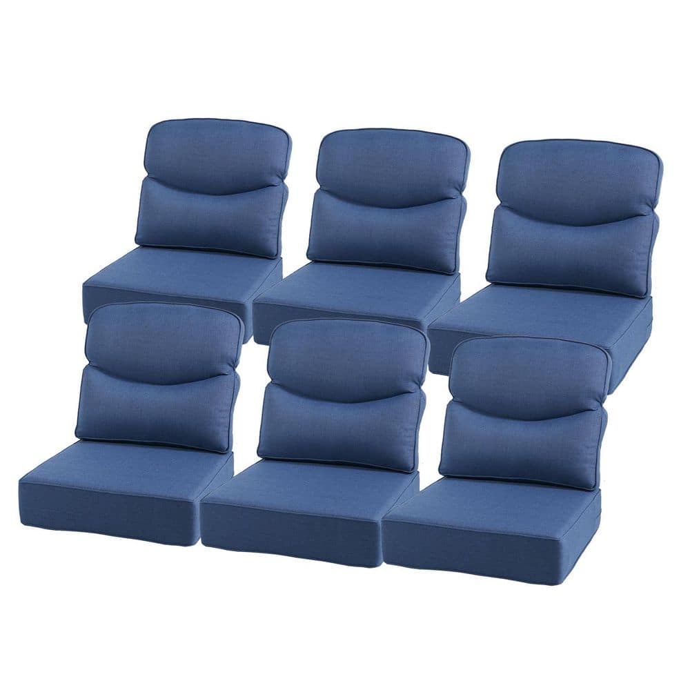 24 in. x 24 in. x 6 in. 12-Piece Olefin Deep Thick Outdoor Lounge Chair Sofa Replacement Seat & Back Cushion Set in Blue price history on PriceWatchPro