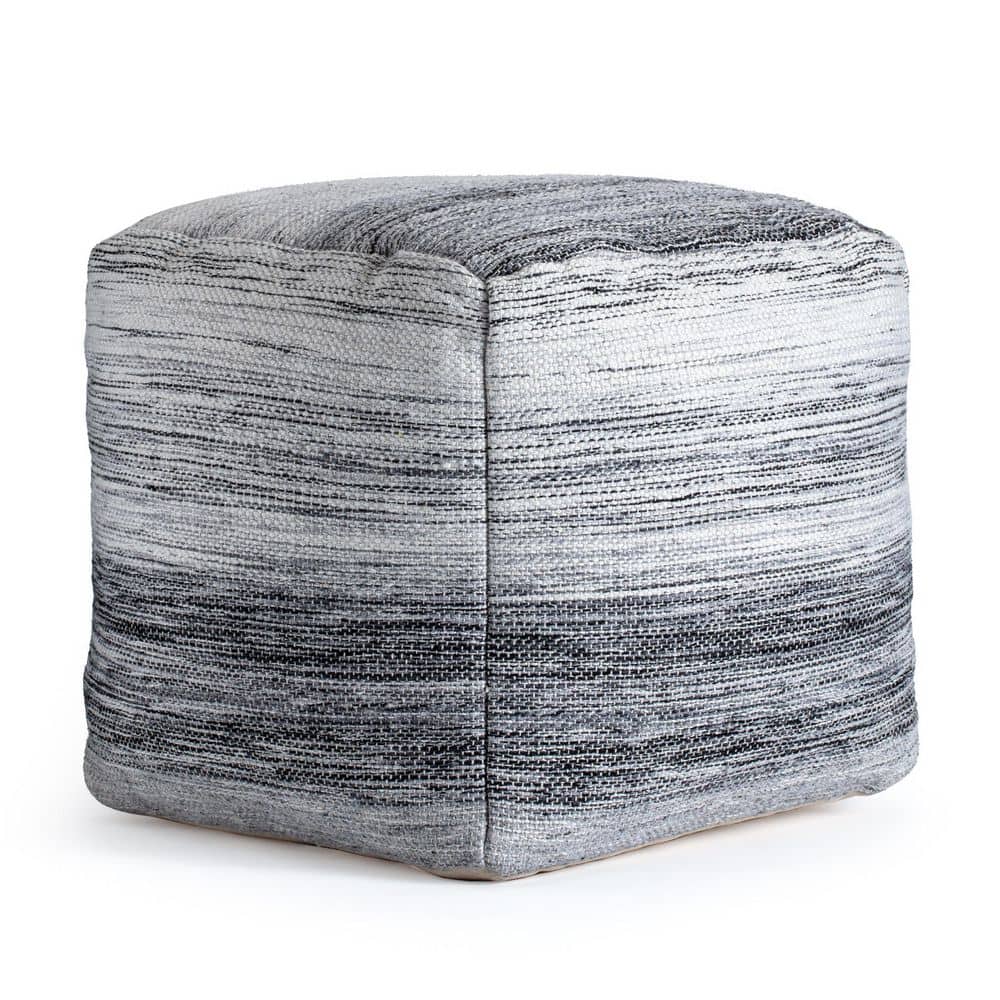 Caledonia Pouf Gray/Ivory - Anji Mountain: Handmade, Square, Unupholstered, Fair Trade Certified