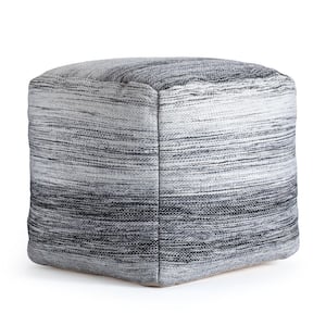 Inverness 20 in. x 20 in. x 20 in. Black and Ivory Pouf