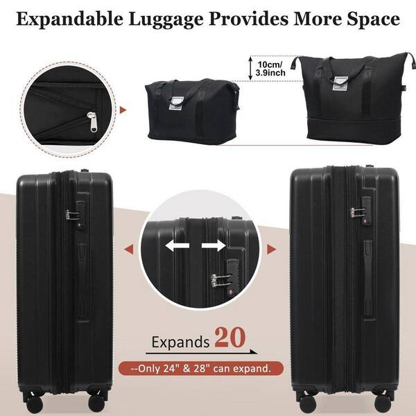 LIVACA 5-Piece Black ABS Plastic Hardside Lightweight Luggage Set
