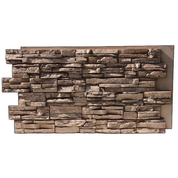 Superior Building Supplies Faux Grand Heritage 24 in. x 48 in. x 1-1/4 in. Stack Stone Panel Cinnamon