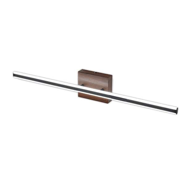 31.5 in. 1-Light Dimmable Modern Brown LED Vanity Light Bar for Bathrooms Corridors Bedrooms Living Rooms
