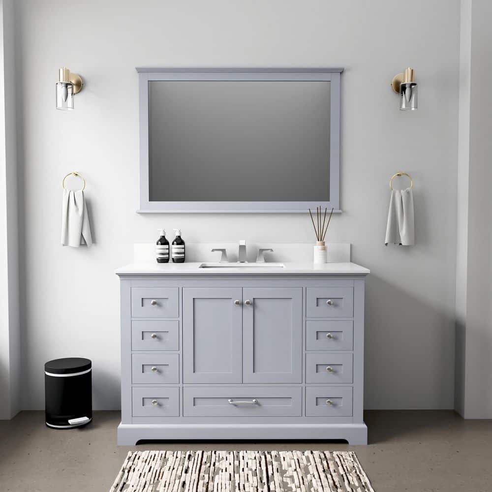 Dukes 48 in. W x 22 in. D Dark Grey Single Bath Vanity, Cultured Marble Top, Faucet Set, and 46 in. Mirror price history on PriceWatchPro