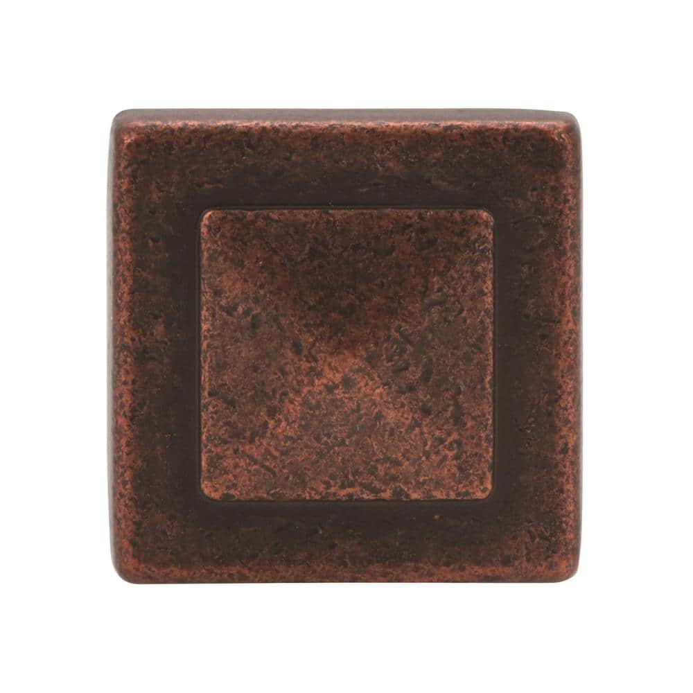 Rustic Bronze Square Cabinet Knob with Mounting Hardware