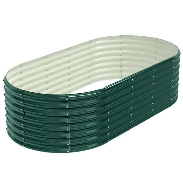 94 in. Galvanized Steel Oval Raised Garden Bed Planter Box Outdoor Garden Planter for Vegetables/Flowers